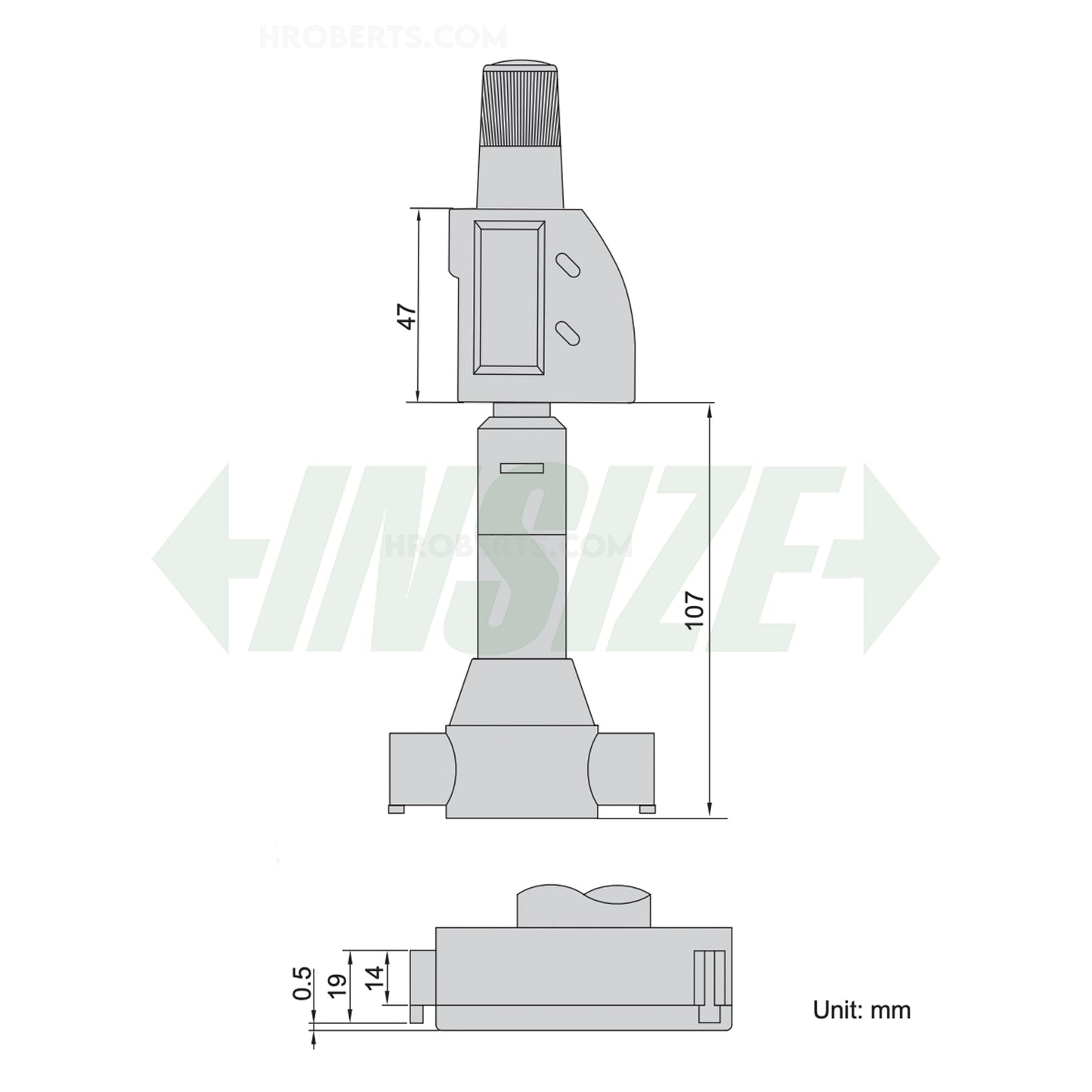 Insize 3128-70 Digtial Large Range Three Point Internal Micrometer, IP65, 3-Point Contact, Range 50-70mm / 1.97-2.76", Resolution 0.001mm / 0.00005"