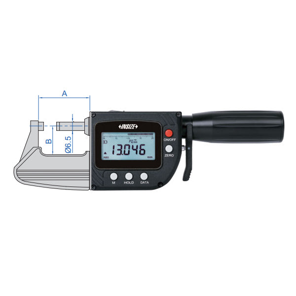 Insize 3358-100 Digital Micrometer with Spindle Retract, IP65, Range 75-100mm / 3-4", Graduation 0.001mm / 0.00005", With Data Output