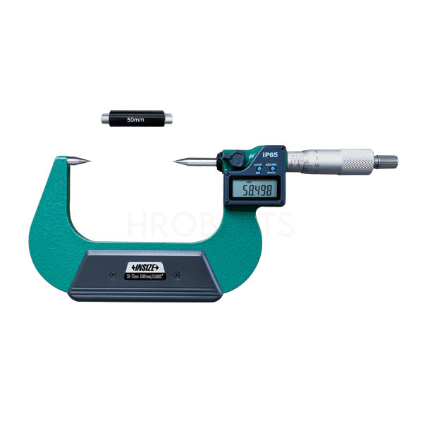 Insize 3530-75A Digital 30° Point Micrometer TYPE A, IP65, Range 50-75mm / 2-3", Graduation 0.001mm / 0.00005", With Data Output