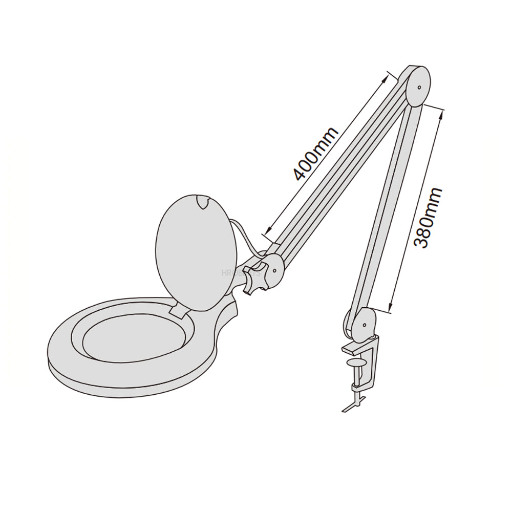 Insize 7516-5D Table Magnifier with Illumination, 2.25X Magnification, 122mm Lens