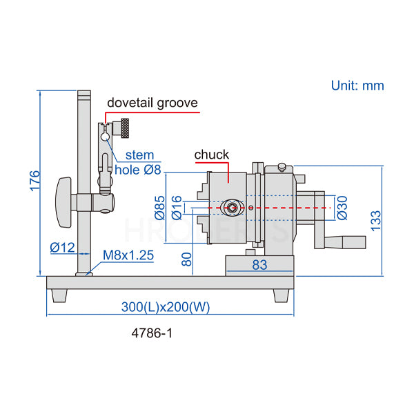 Insize 4786-1 Concentricity Gauge with Fixed Stand, 24-64mm Applicable inside Diameter, 2-70mm Applicable Outside Diameter