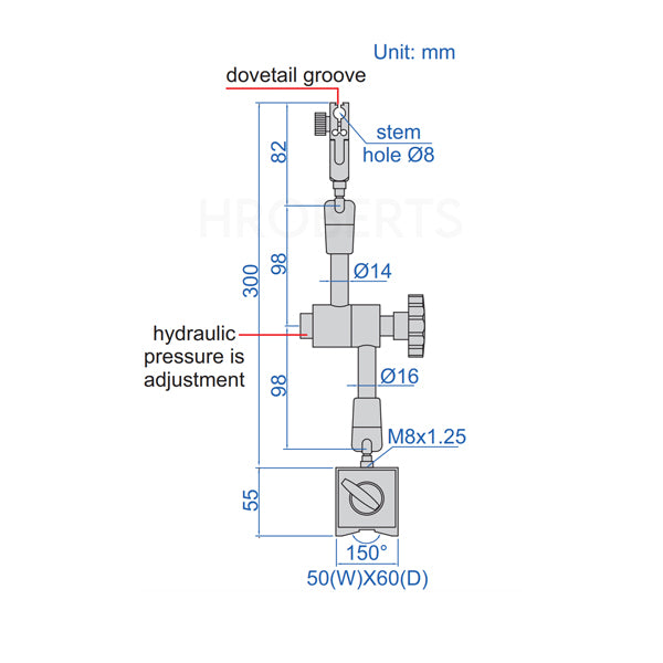 Insize 6229-60 Universal Magnetic Stand - 300mm Arm Length