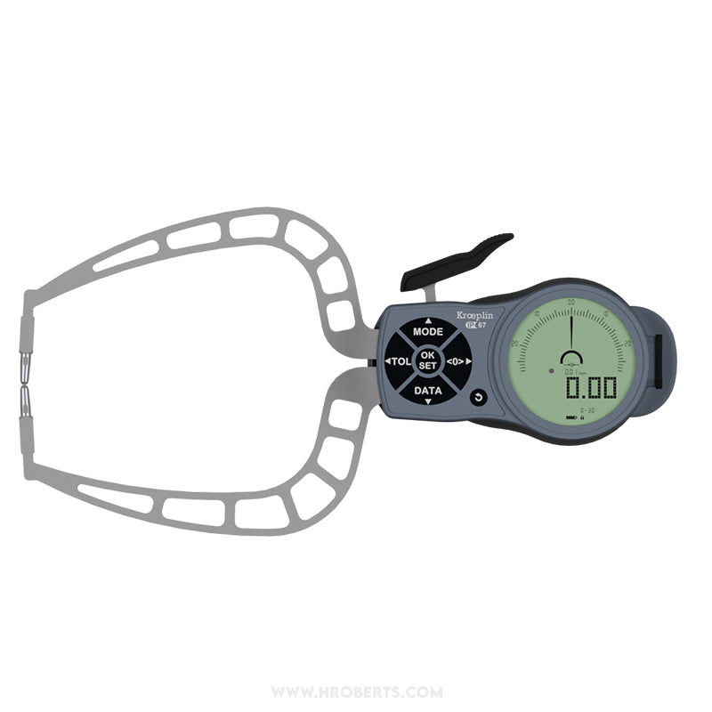 Kroeplin K330 Digital External Caliper Gauge, Range 0-30mm, Resolution 0.001, 0.002, 0.005, 0.01, 0.02, 0.05mm, Measuring Depth 116mm, Measuring Contact Ball 3mm Diameter, IP67 Protection, Metric / Imperial Switchable