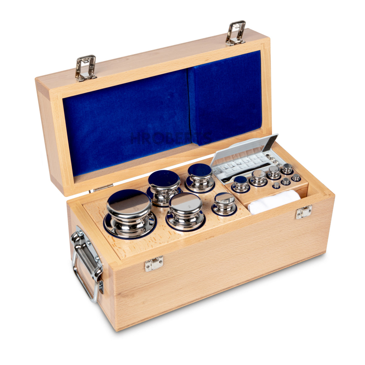 Kern 303-08 Weight set, E1, 1 mg - 5 kg, Knob, stainless steel polished, in wooden case