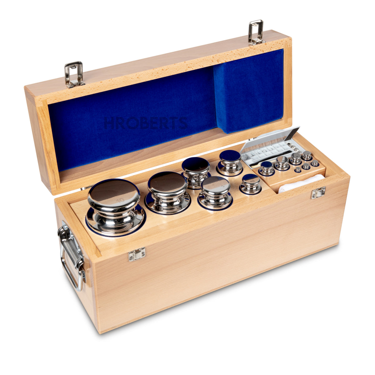 Kern 303-09 Weight set, E1, 1 mg - 10 kg, Knob, stainless steel polished, in wooden case