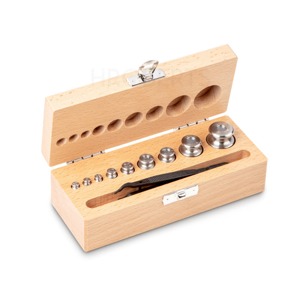 Kern 344-03 Weight set, M1, 1 g - 100 g, Knob, stainless steel fine turned, in wooden case
