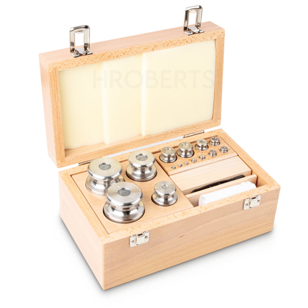 Kern 344-07 Weight set, M1, 1 g - 2 kg, Knob, stainless steel fine turned, in wooden case