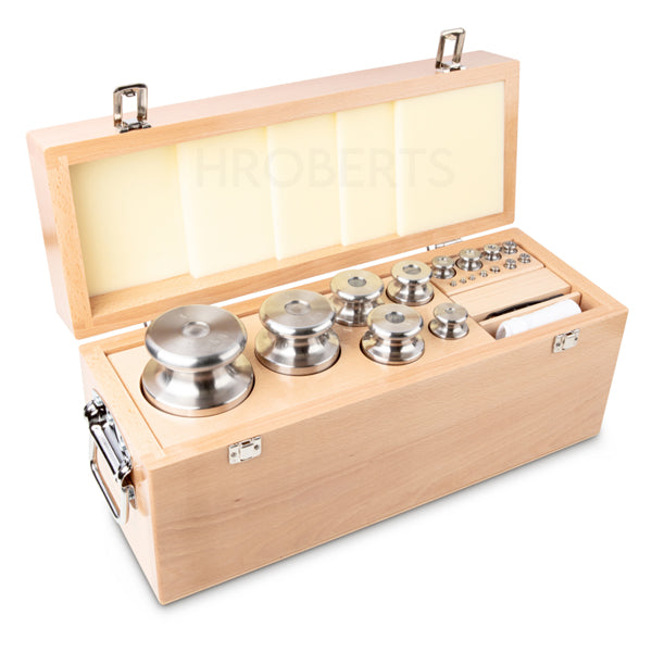 Kern 344-09 Weight set, M1, 1 g - 10 kg, Knob, stainless steel fine turned, in wooden case