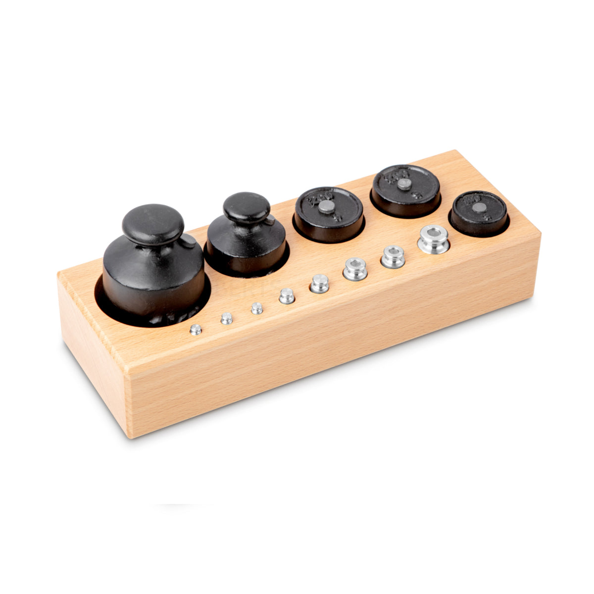 Kern 362-96 Weight set, M3, 1 g - 1 kg, Knob, stainless steel & Cast Iron, in wooden case