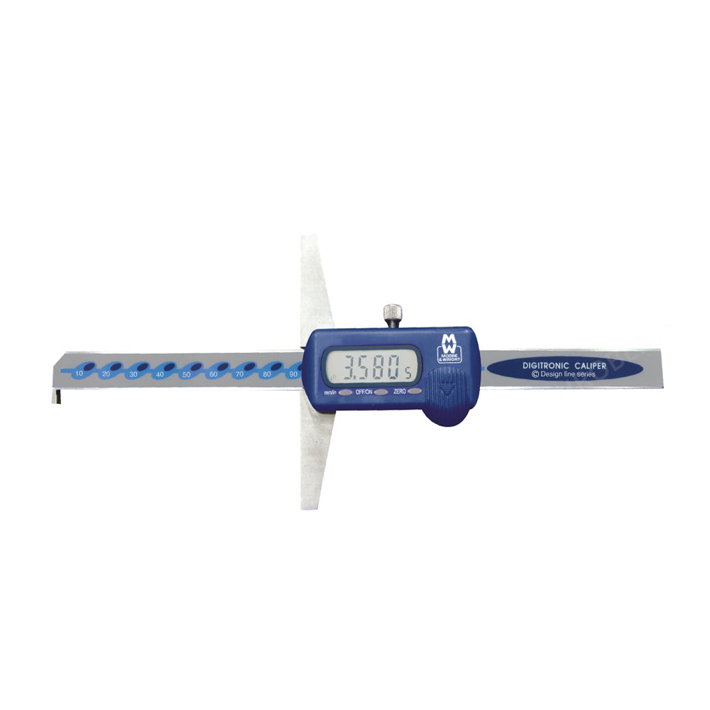 Moore & Wright MW170-15DH Digital Vernier Depth Gauge with Hook, Range 0-150mm / 0-6", Resolution  0.01mm / 0.0005", Length of Base 100mm