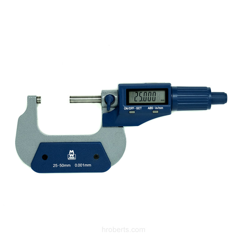 Moore & Wright MW200-02DBL Digital Micrometer, Range 25-50mm / 1-2", Resolution 0.001mm / 0.00005"