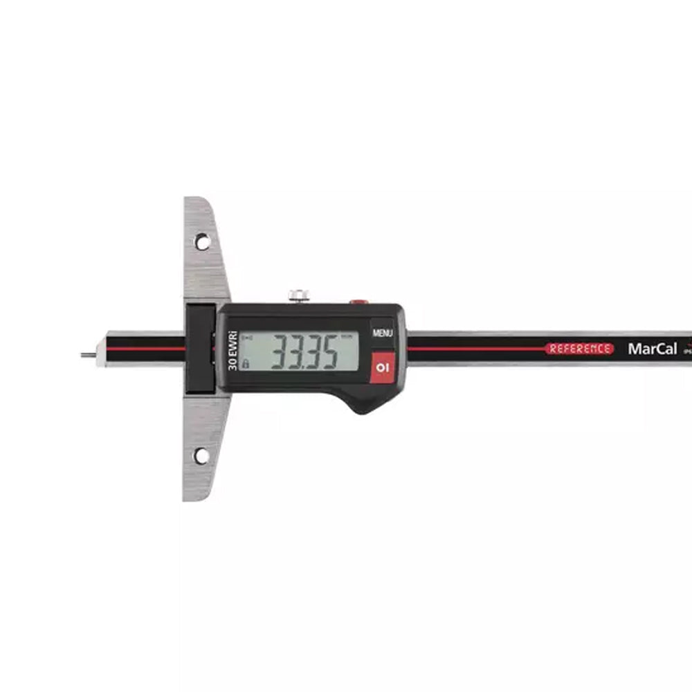 Mahr 4126672 MarCal 30 EWRi Digital Vernier Depth Gauge, Range 0-200mm / 0-8", Resolution 0.01mm / 0.0005", Base 100mm with Data Output
