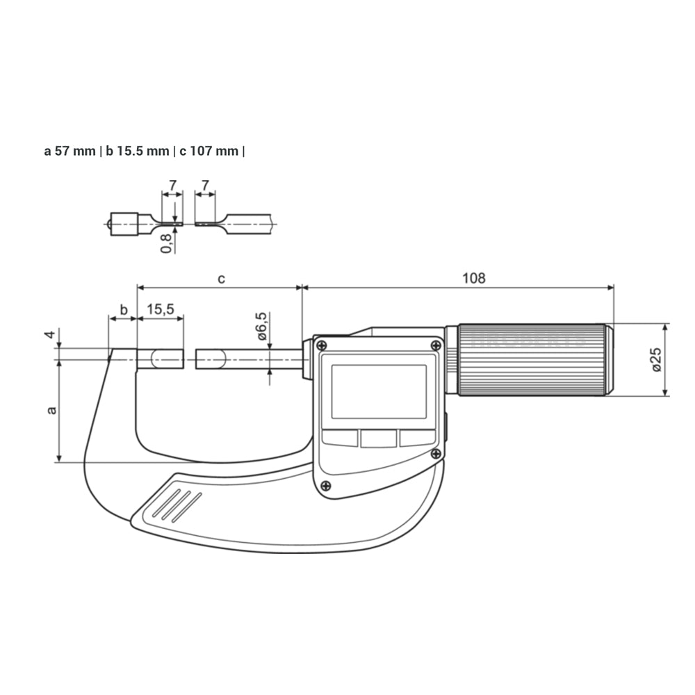 Mahr 4157043 Micromar 40 EWR-S Digital Blade Micrometer, IP65, Range 50-75mm / 2-3", Graduation 0.001mm / 0.00005", With Data Output