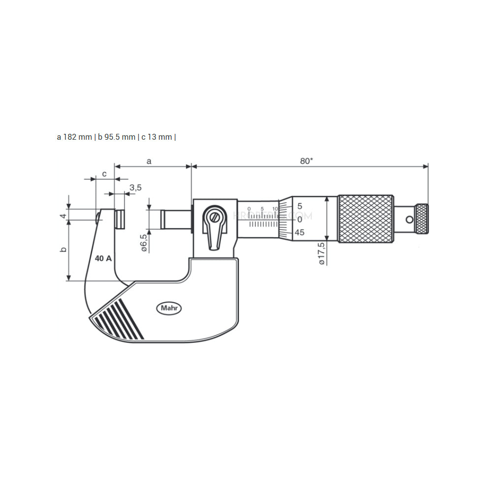 Mahr 4134906 Micromar 40 A Micrometer, Range 6-7", Graduation 0.0001"