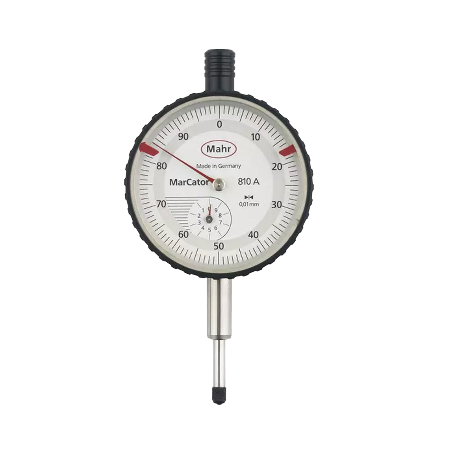 Mahr 4311050 MarCator 810 A Dial Indicator, Graduation 0.01mm, Range 10mm, Scale 0-100, Bezel Diameter 58mm