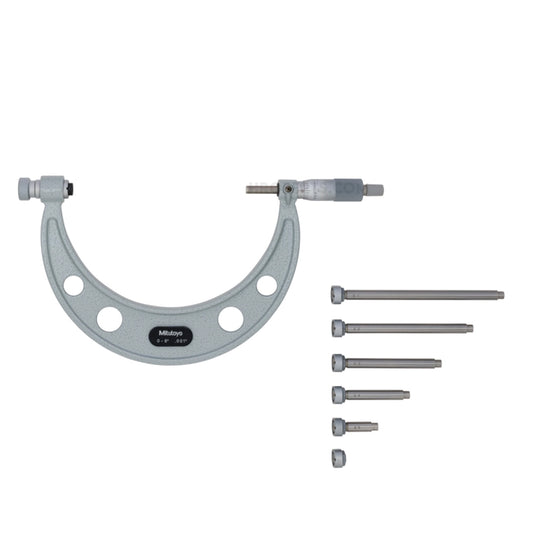 Mitutoyo 104-137 Interchangeable Anvil Micrometer, Range 0-6", Graduation 0.001"