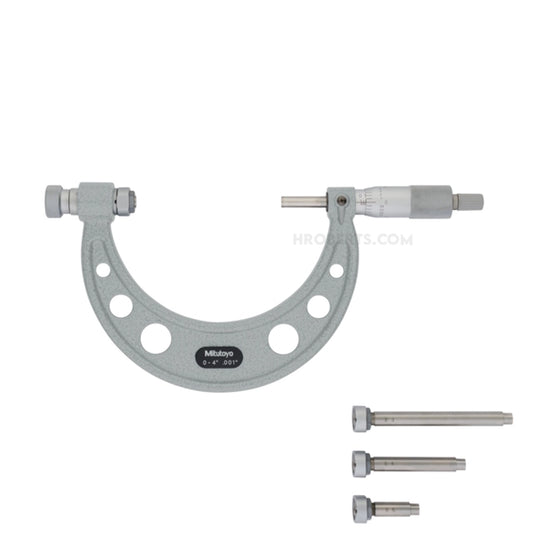 Mitutoyo 104-149 Interchangeable Anvil Micrometer, Range 0-4", Graduation 0.001"