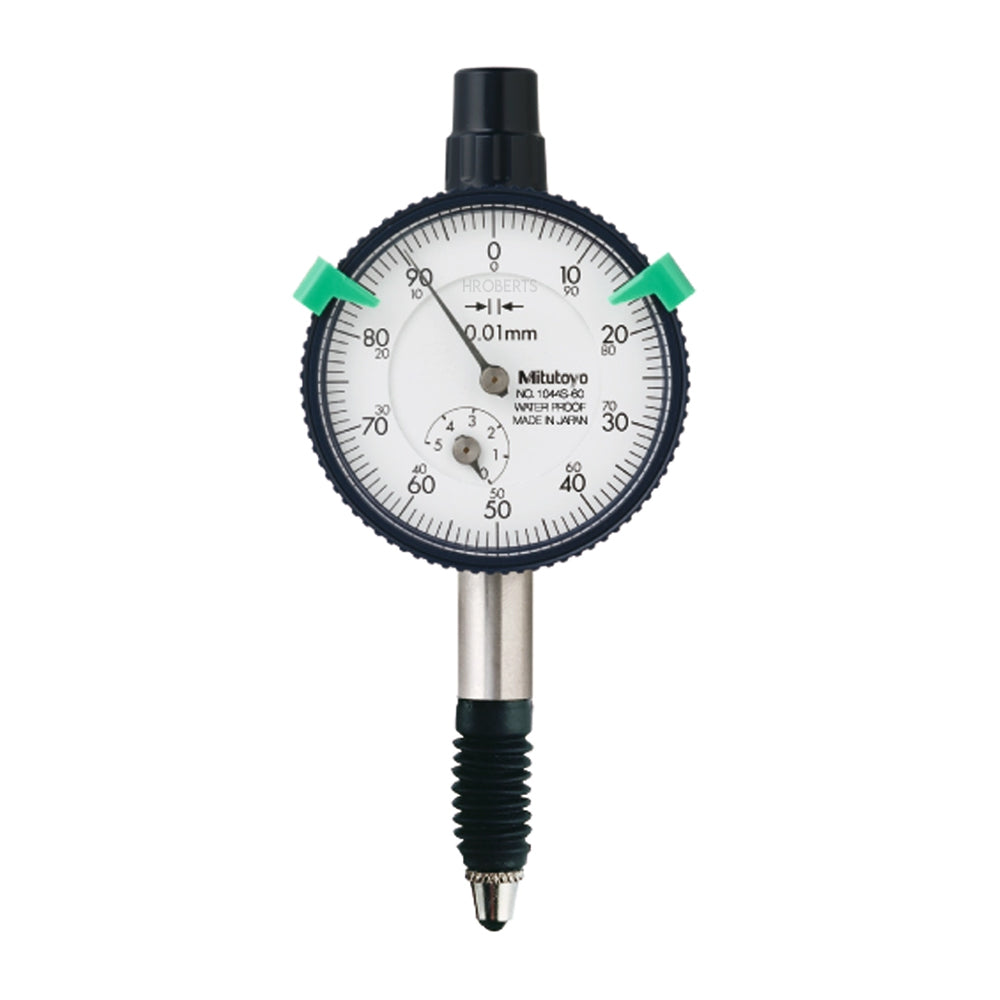 Mitutoyo 1044A-60 Dial Indicator, Graduation 0.01mm, Range 5mm, Scale 0-100, Bezel Diameter 40mm