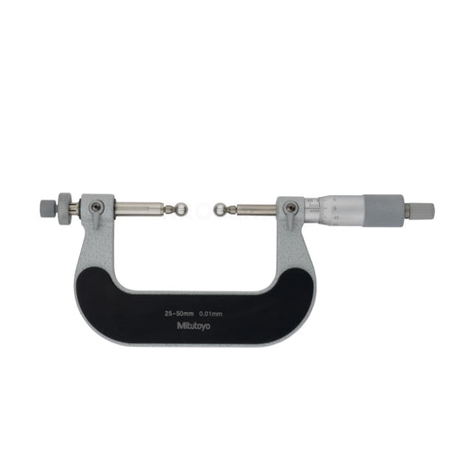 Mitutoyo 124-174 Interchangeable Anvil Gear Tooth Micrometer, Range 25-50mm, Graduation 0.01mm