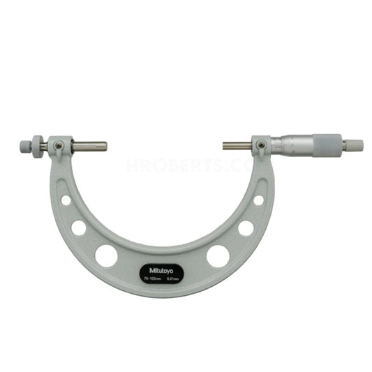 Mitutoyo 124-176 Interchangeable Anvil Gear Tooth Micrometer, Range 75-100mm, Graduation 0.01mm