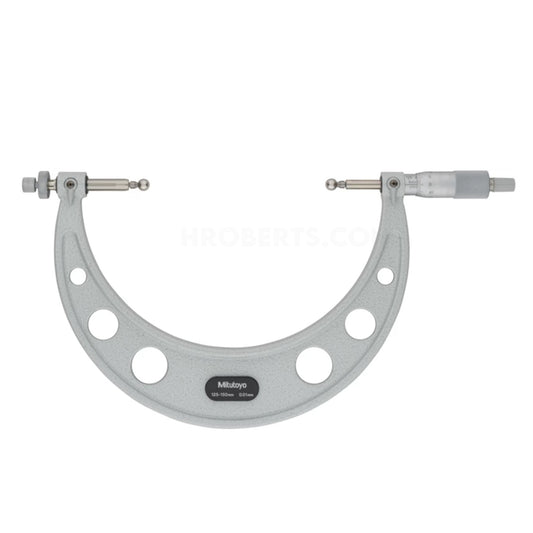 Mitutoyo 124-178 Interchangeable Anvil Gear Tooth Micrometer, Range 125-150mm, Graduation 0.01mm