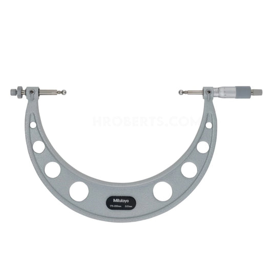 Mitutoyo 124-180 Interchangeable Anvil Gear Tooth Micrometer, Range 175-200mm, Graduation 0.01mm