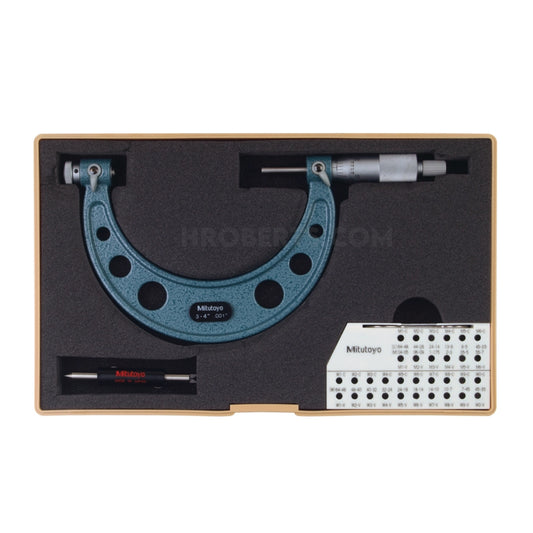 Mitutoyo 126-140 Interchangeable Anvil Screw Thread Micrometer, Range 3-4", Graduation 0.001"