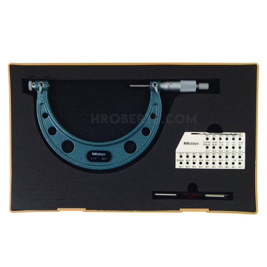 Mitutoyo 126-141 Interchangeable Anvil Screw Thread Micrometer, Range 4-5", Graduation 0.001"