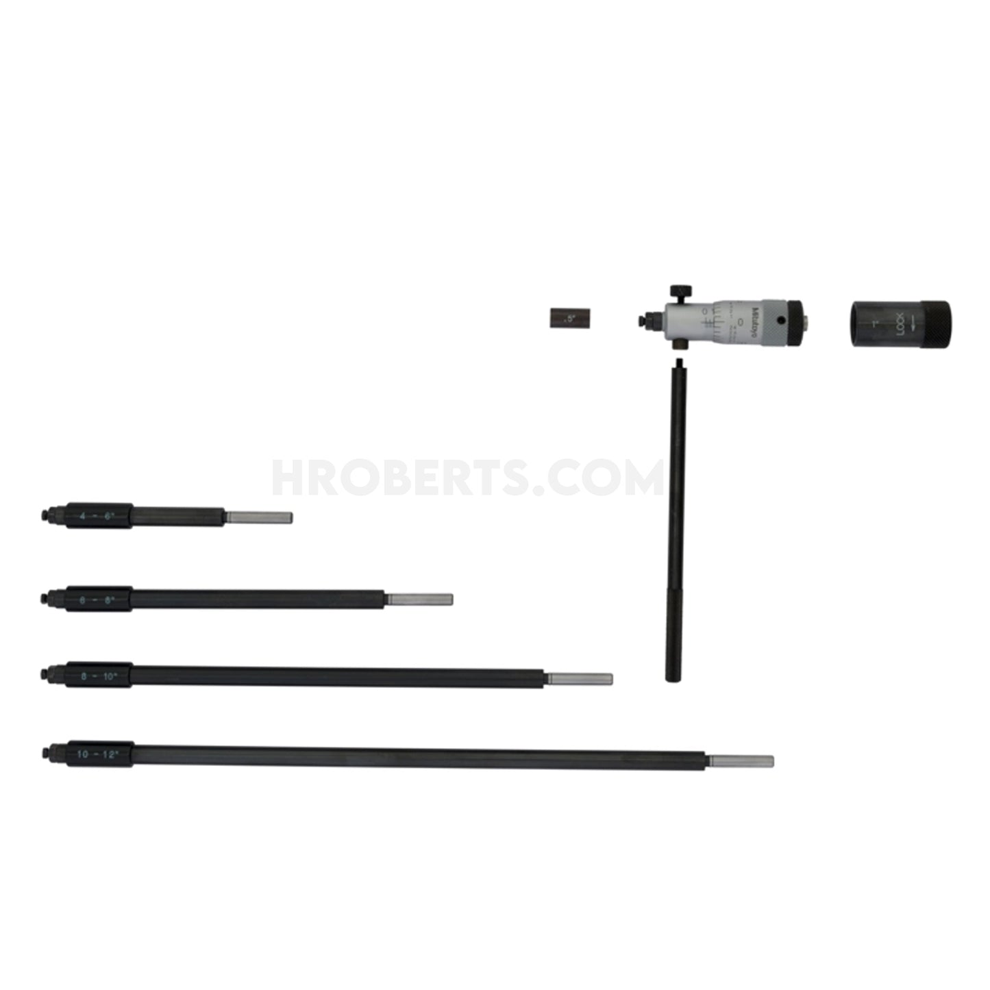 Mitutoyo 141-215 Interchangeable Rod Inside Micrometer, Range 2-12", Graduation 0.001"