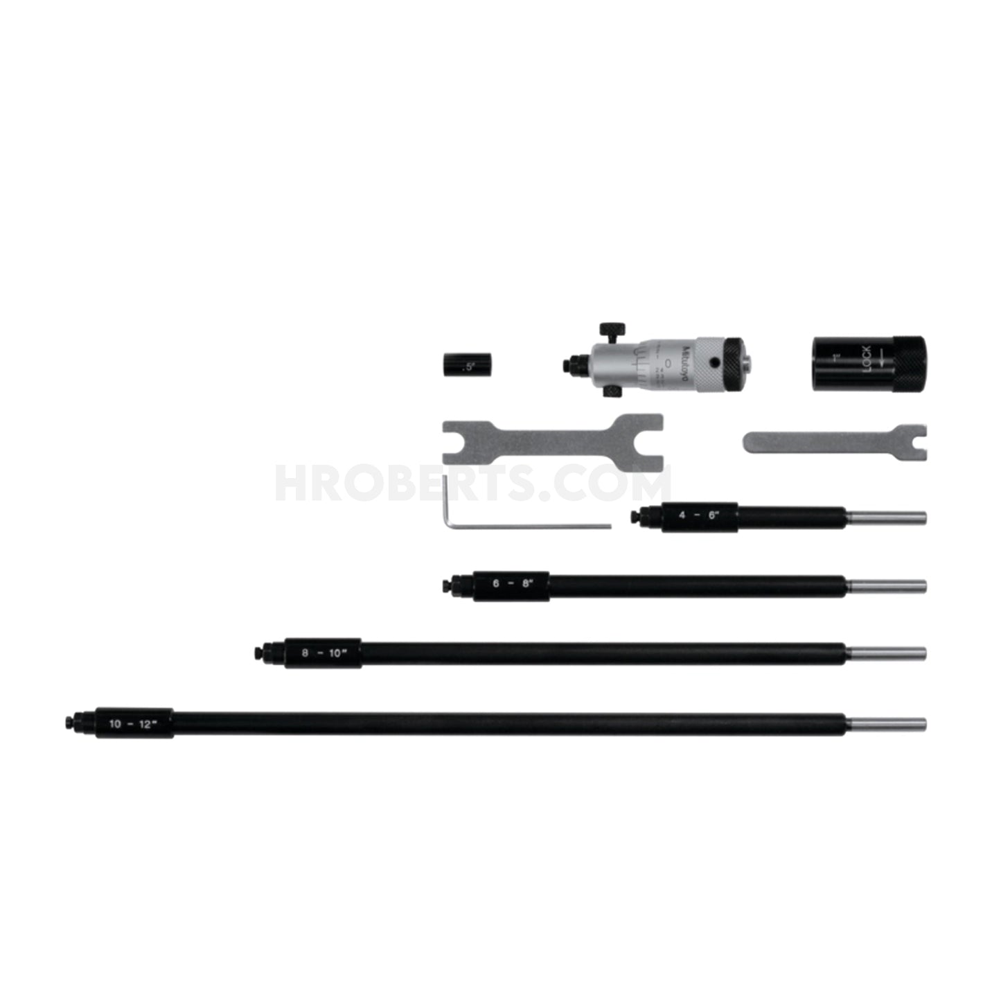 Mitutoyo 141-233 Interchangeable Rod Inside Micrometer, Range 2-12", Graduation 0.001"