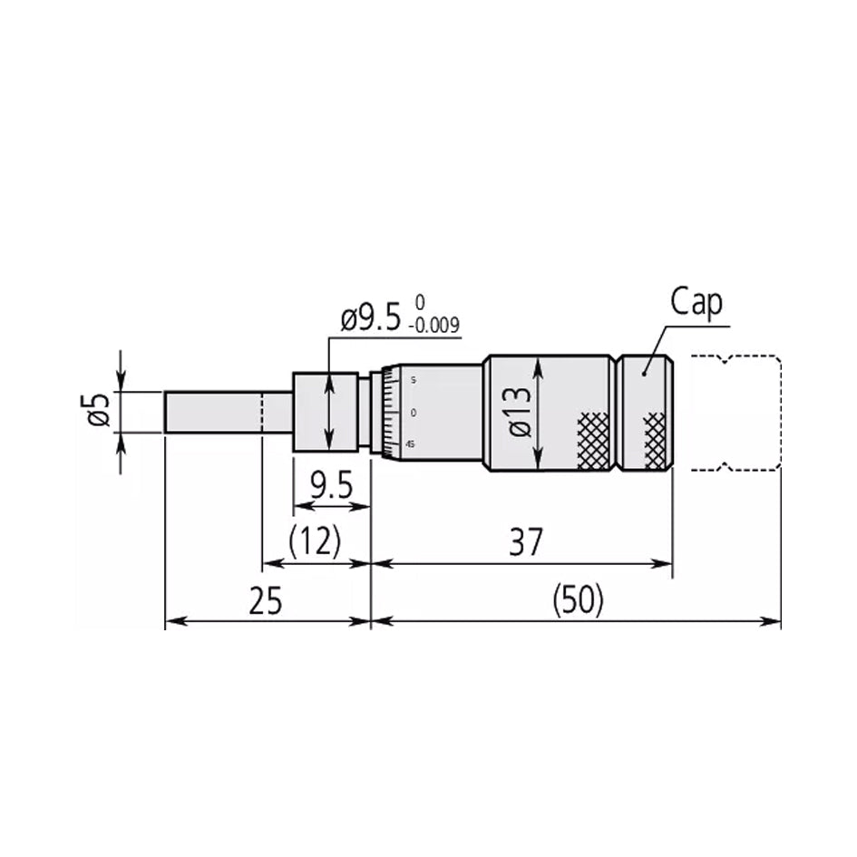 Mitutoyo 148-501 Adjustable Thimble Small Micrometer Head, Range 0-0.5", Graduation 0.001"