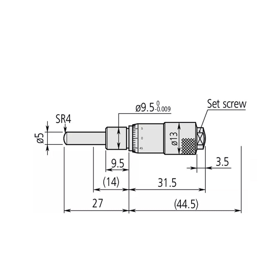Mitutoyo 148-801-10 Small Micrometer Head, Range 0-13mm, Graduation 0.01mm
