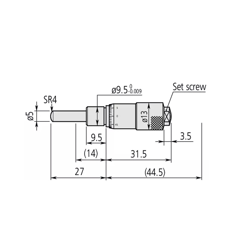 Mitutoyo 148-811 Small Micrometer Head, Range 0-0.5", Graduation 0.001"