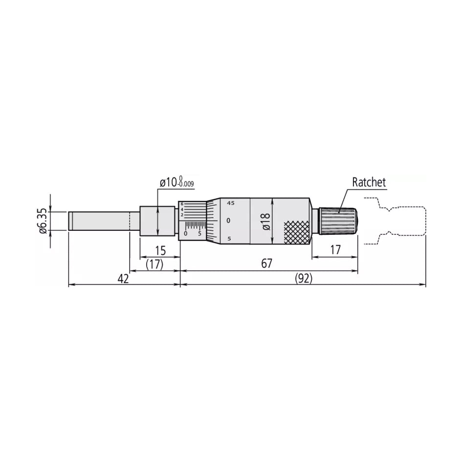 Mitutoyo 150-831 Standard Micrometer Head, Range 0-1", Graduation 0.001"