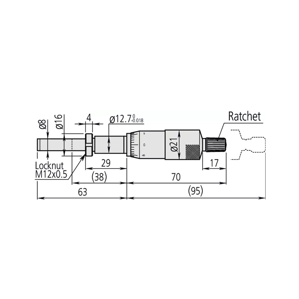 Mitutoyo 151-239 Standard Micrometer Head, Range 0-1", Graduation 0.001"
