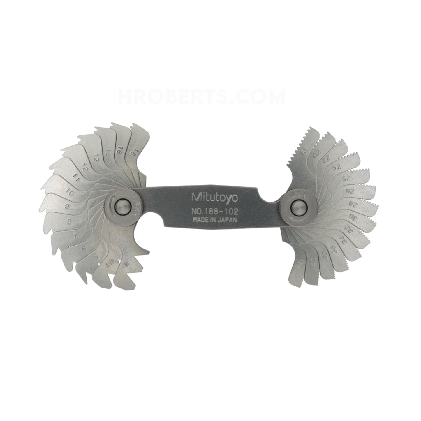 Mitutoyo 188-102 Screw Pitch Gauge Set Whitworth, Range 4-60 TPI with 28 Leaves