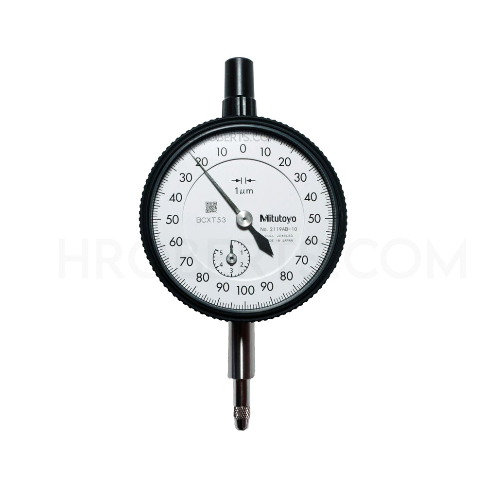Mitutoyo 2119A-10 Dial Indicator, Graduation 0.001mm, Range 5mm, Scale 0-100-0, Bezel Diameter 57mm