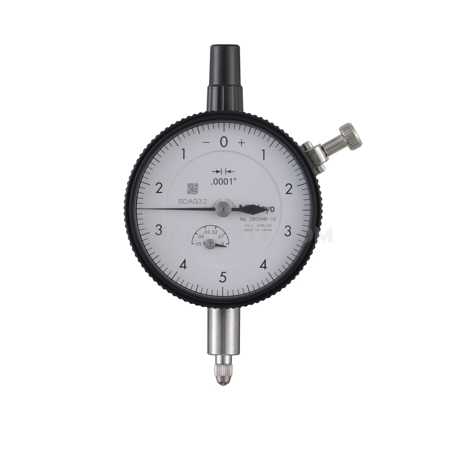 Mitutoyo 2805A-10 Dial Indicator, Graduation 0.0001", Range 0.5", Scale 0-5-0, Bezel Diameter 2.24"