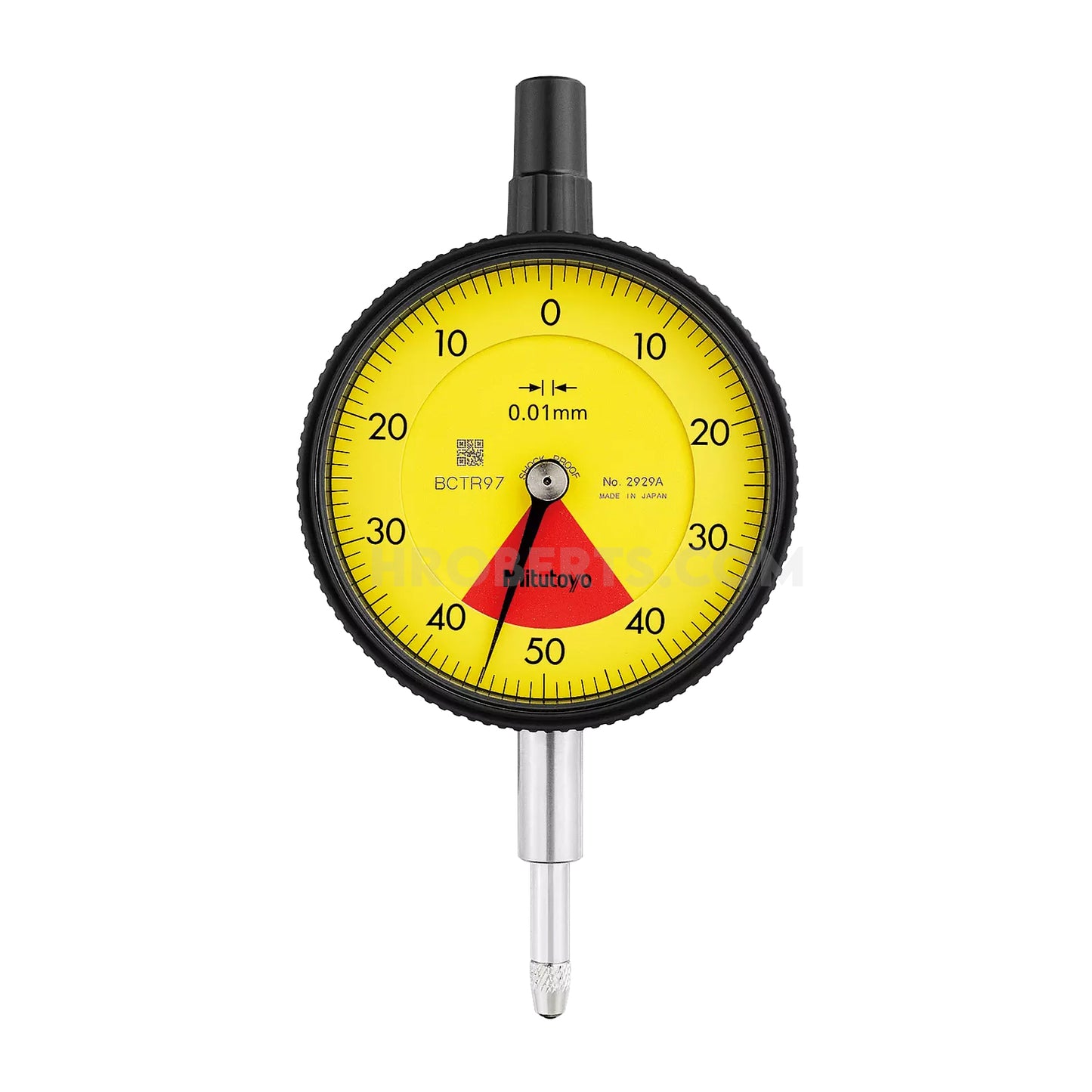 Mitutoyo 2929A-62 Dial Indicator, One Revolution, Graduation 0.01mm, Range 0.8mm, Scale 40-0-40, Bezel Diameter 57mm