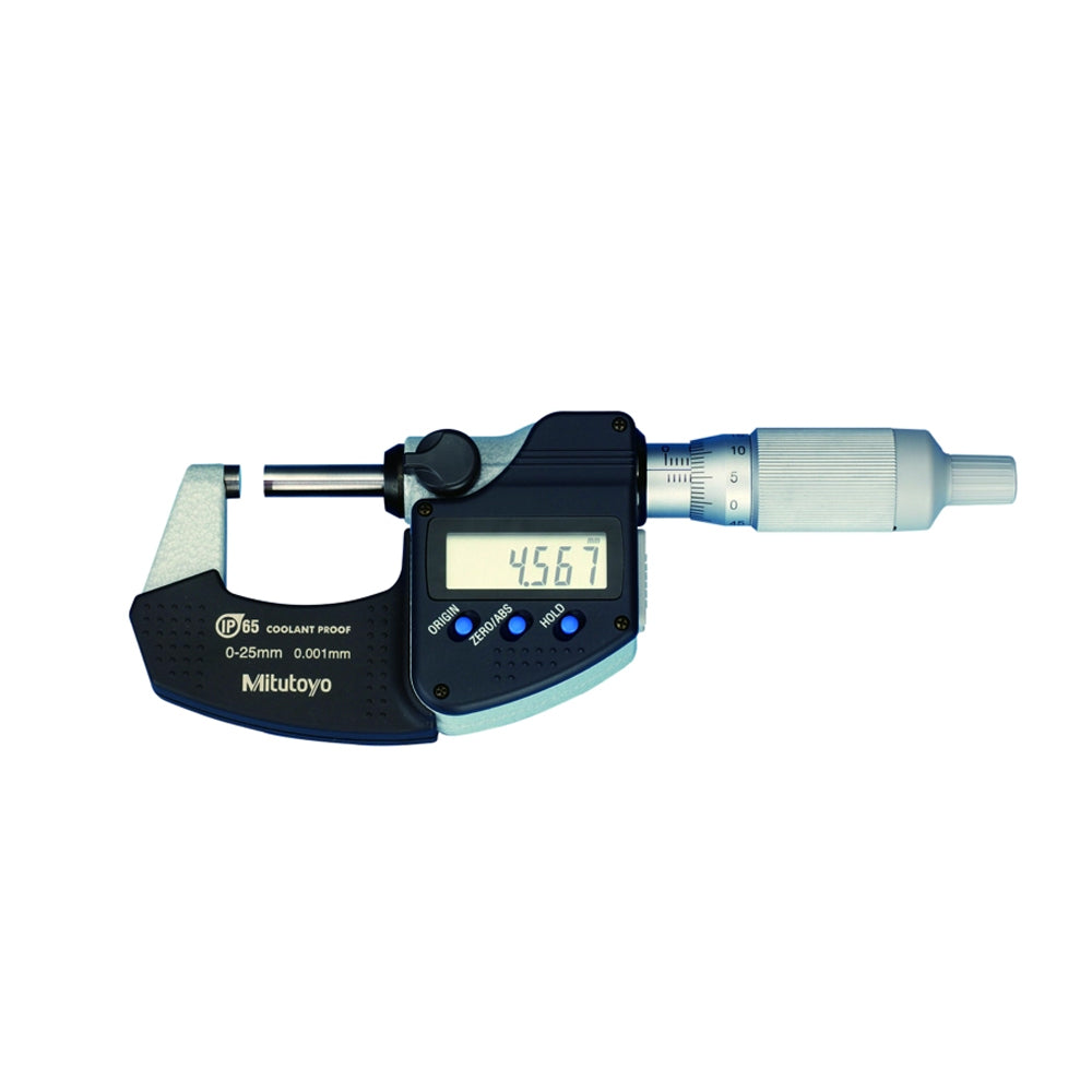 Mitutoyo 293-234-30 Digimatic Digital Micrometer, Range 0-25mm, Resolution 0.001mm, IP65, with SPC Data Output