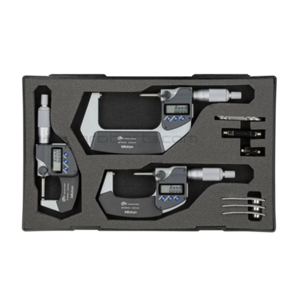 Mitutoyo 293-962-30 Digital Micrometer Set, Range 0-75mm, Graduation 0.001mm c/w Setting Standards