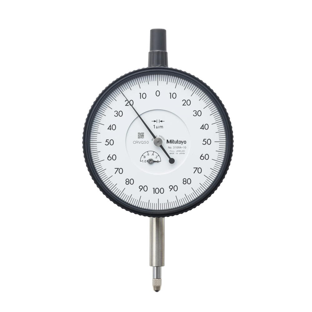 Mitutoyo 3109A-10 Dial Indicator, Graduation 0.001mm, Range 1mm, Scale 0-100-0, Bezel Diameter 78mm