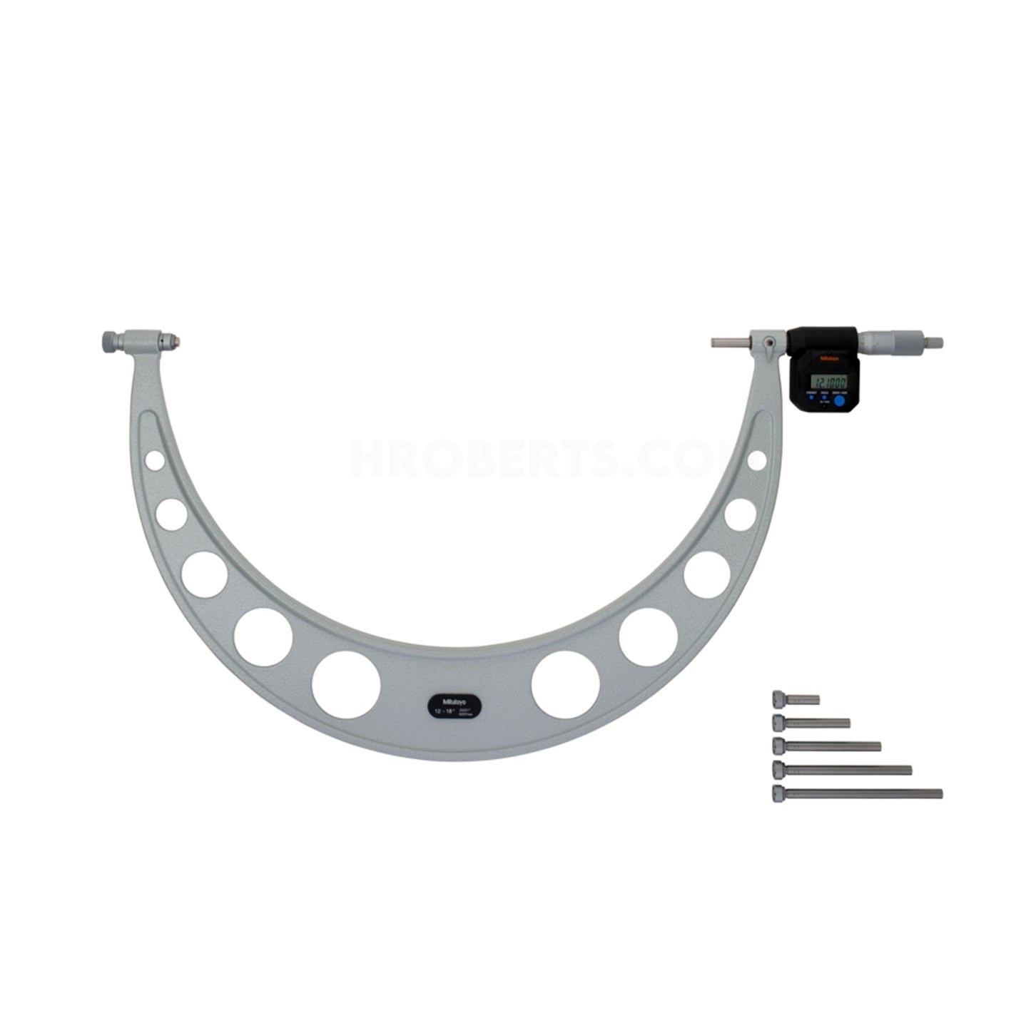 Mitutoyo 340-720 Digimatic Digital Interchangeable Anvil Micrometer, Range 12-18" / 304.8-457.2mm, Resolution 0.0001" / 0.001mm with SPC Data Output