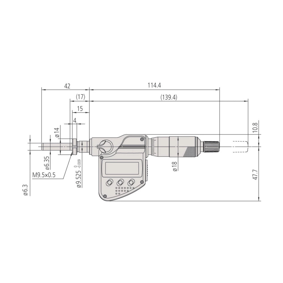 Mitutoyo 350-352-30 Digimatic Digital Rotatable Micrometer Head, Range 0-25mm / 0-1", Resolution 0.001mm / 0.00005"
