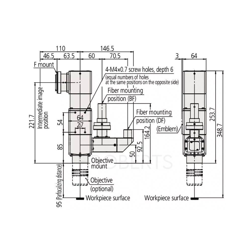 Mitutoyo 378-518 WIDE VMU-BDH, Wide-Field Video Microscope Unit, Horizontal C-Mount