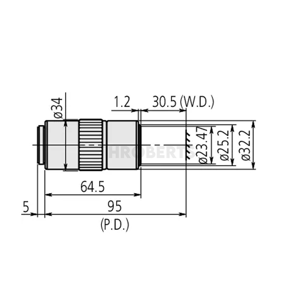 Mitutoyo 378-810-3 M Plan Apo SL20X Objective for bright-field observation in visible range, SL Super Long working distance