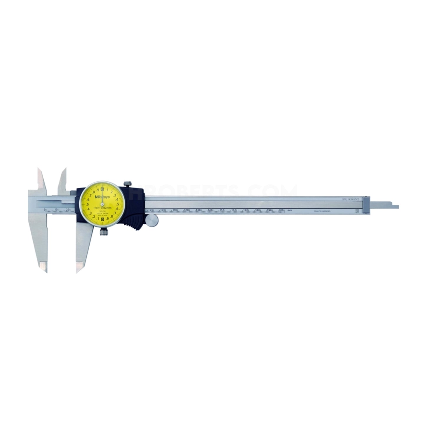 Mitutoyo 505-731 Dial Caliper, Range 0-200mm, Graduation 0.02mm