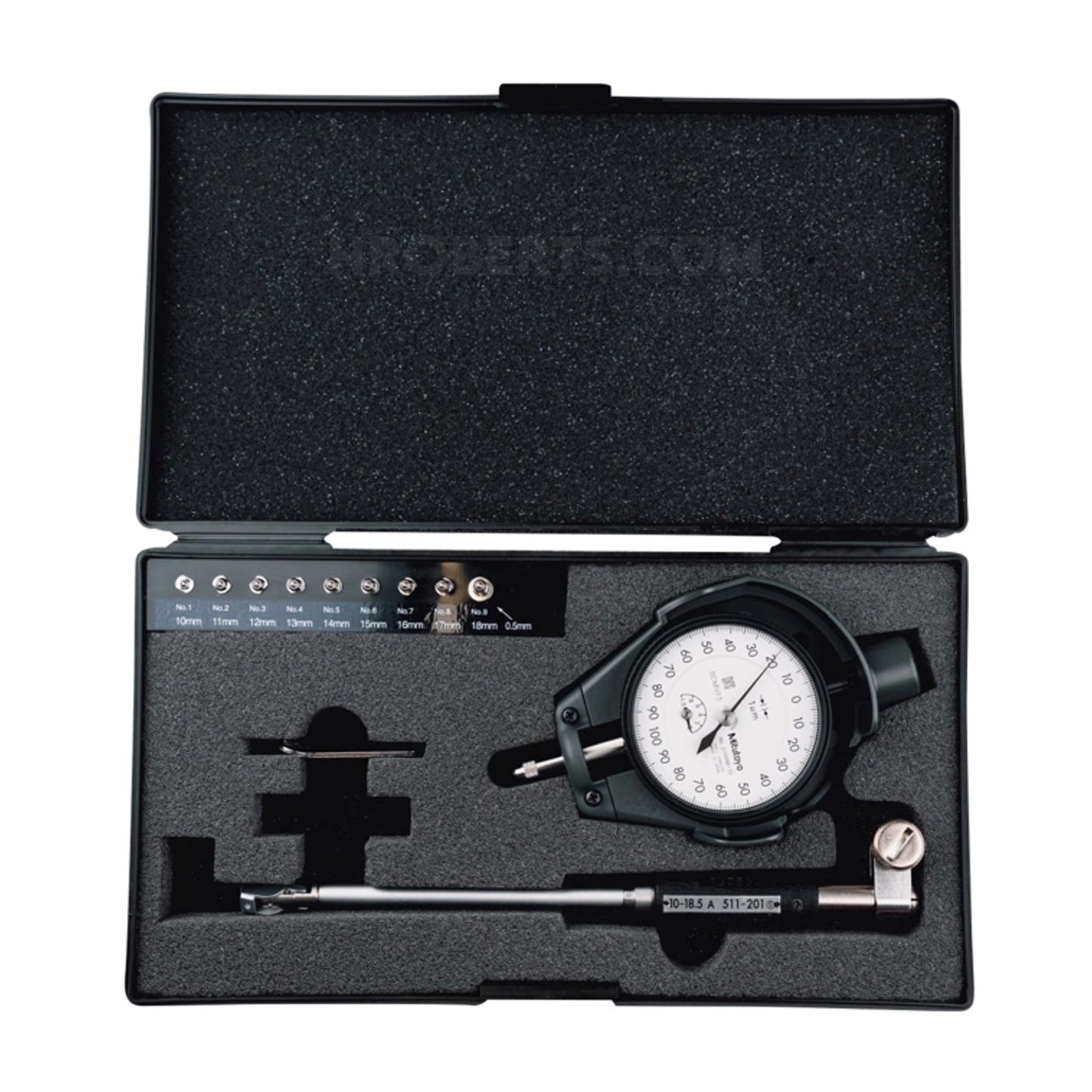 Mitutoyo 511-207 Small Hole Bore Gauge, Range 0.4-0.74", Graduation 0.0005", Probe Depth 4"