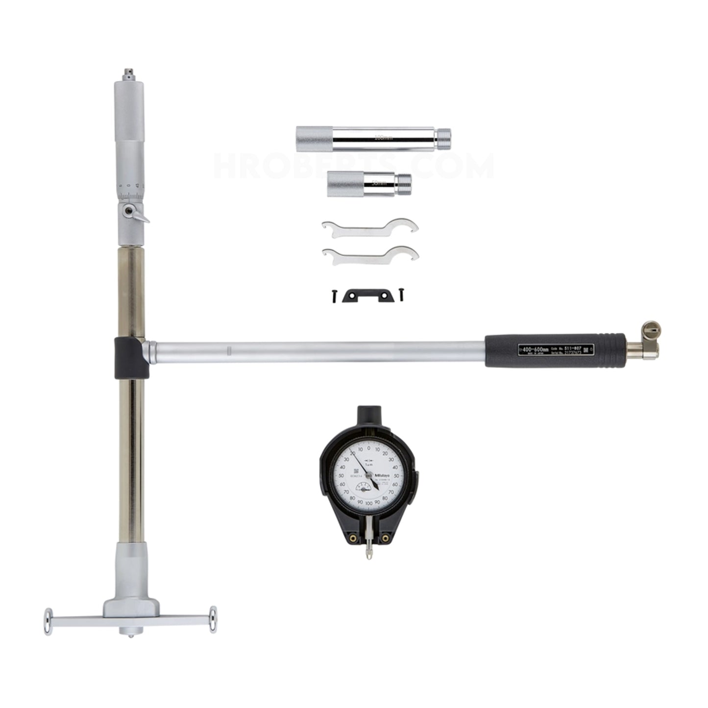Mitutoyo 511-828-20 Micrometer Head Bore Gauge, Range 600-800mm, Graduation 0.001mm, Probe Depth 250mm