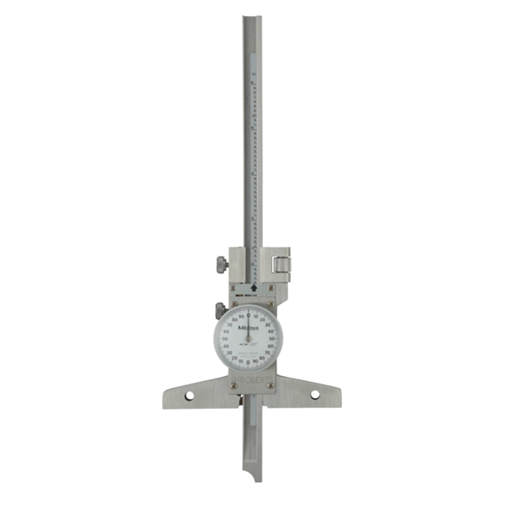Mitutoyo 527-311-50 Dial Depth Gauge, Range 0-6", Graduation 0.001", with Fine Adjustment, Base 100 x 6.5mm